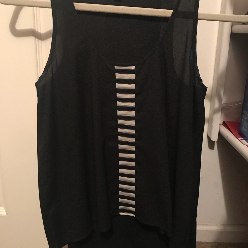 Sheer black top with front pattern detail